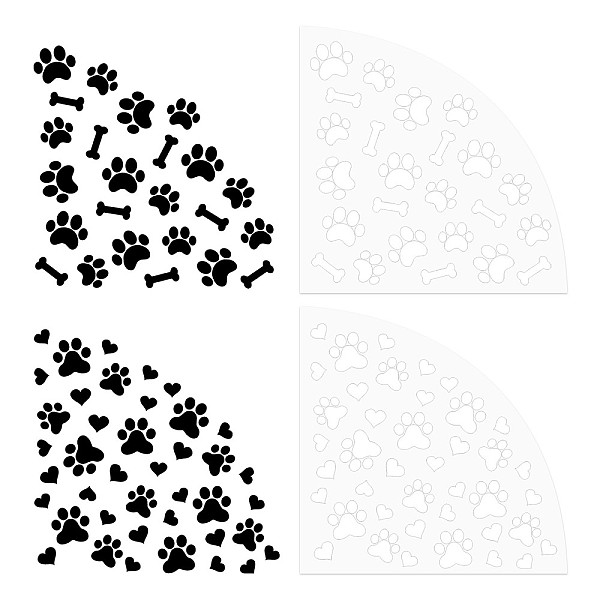 PandaHall CRASPIRE Dog Paw Stencils 2pcs Paw Print Template Fan shaped Dog Paw Print Stencils Reusable Acrylic Tie-Dye Template for Painting...