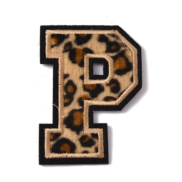 

PandaHall Polyester Computerized Embroidery Cloth Iron On Sequins Patches, Leopard Print Pattern Stick On Patch, Costume Accessories..., Gold