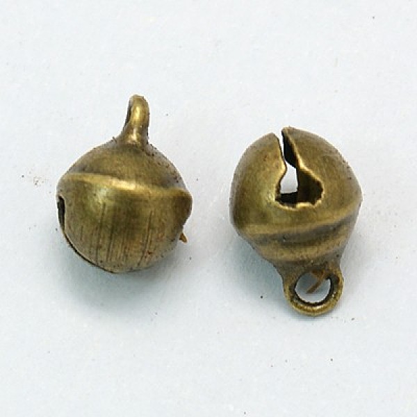 

PandaHall Brass Pendants, Lovely Small Bell Charms, Antique Bronze, about 6mm in diameter, hole: 2mm, about 10000pcs/bag Brass Round