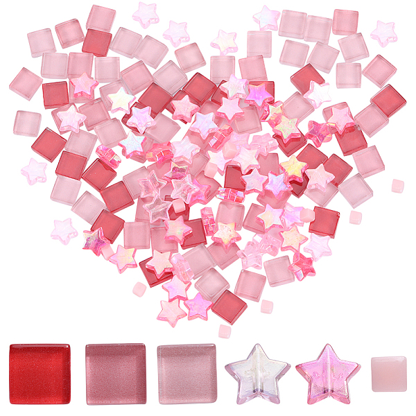 

PandaHall Gradient Color Glass Mosaic Tiles, Square Mosaic Tiles, for DIY Mosaic Art Crafts, Picture Frames and More, with Acrylic Beads...