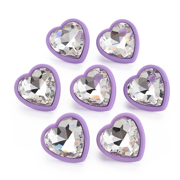 

PandaHall Crystal Rhinestone Heart Stud Earrings with 925 Sterling Silver Pins for Women, Medium Purple, 22x22mm, Pin: 0.6mm Acrylic Heart