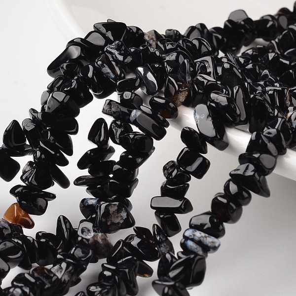 

PandaHall Nuggets Natural Black Agate Beads Strands, 4~6x8~12x2~4mm, Hole: 1mm, about 34.6 inch Black Agate Nuggets