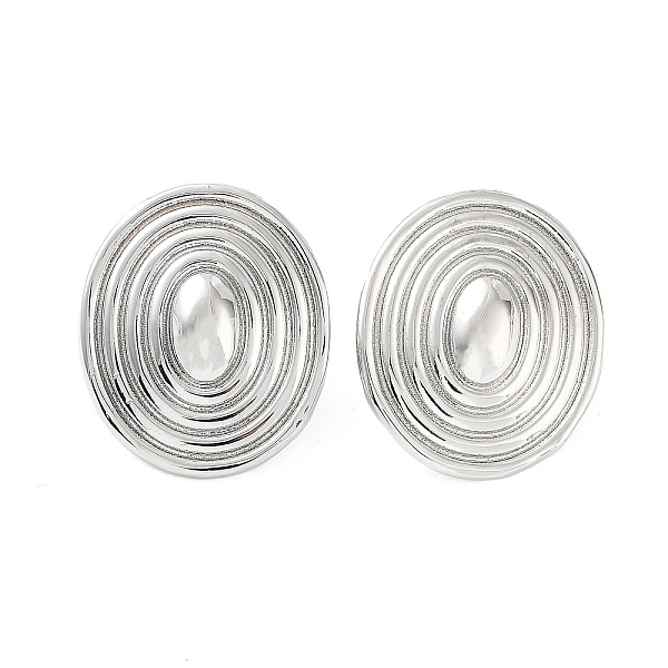 

PandaHall Oval Rack Plating Brass Studs Earrings for Women, Long-Lasting Plated, Lead Free & Cadmium Free, Platinum, 25x21mm Brass Oval