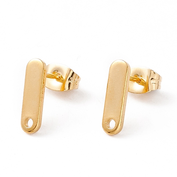 

PandaHall 201 Stainless Steel Stud Earring Findings with Hole, 304 Stainless Steel Pins and Ear Nuts, Rectangle, Real 24K Gold Plated...