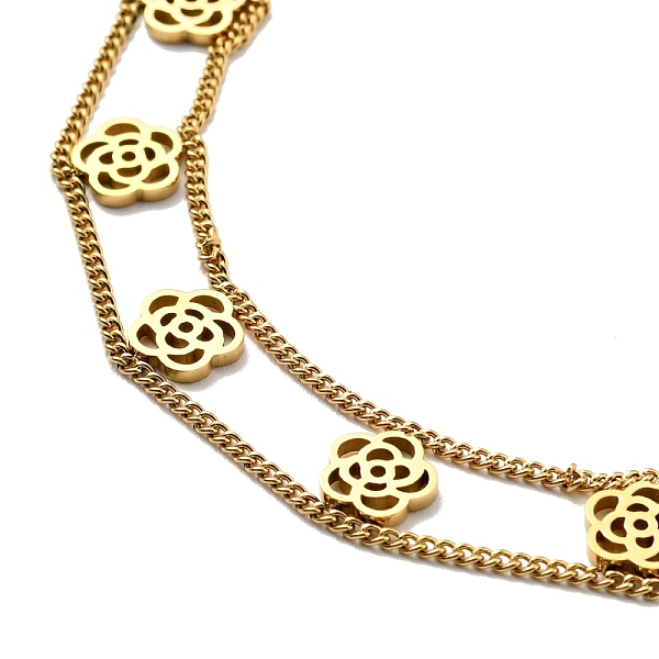 

PandaHall Flower Charm Double Layer Necklace, Ion Plating(IP) 304 Stainless Steel Jewelry for Women, Golden, 13.11 inch(33.3cm) 304...