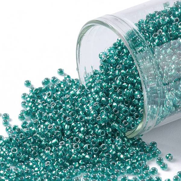 

PandaHall TOHO Round Seed Beads, Japanese Seed Beads, (377) Inside Color Light Sapphire/Metallic Teal Lined, 15/0, 1.5mm, Hole: 0.7mm, about..., Blue
