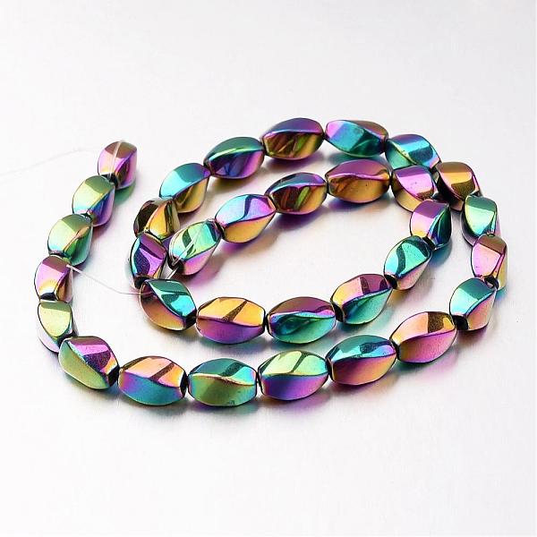 

PandaHall Electroplate Non-magnetic Synthetic Hematite Beads Strands, Twisted Oval, Multi-color Plated, 12x8mm, Hole: 1mm, about...