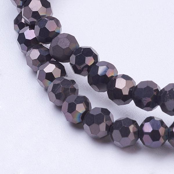 

PandaHall Electroplate Glass Bead Strands, Faceted(32 Facets), Round, Black Plated, 4mm, Hole: 0.5mm, about 100pcs/strand, 14.2 inch Glass...