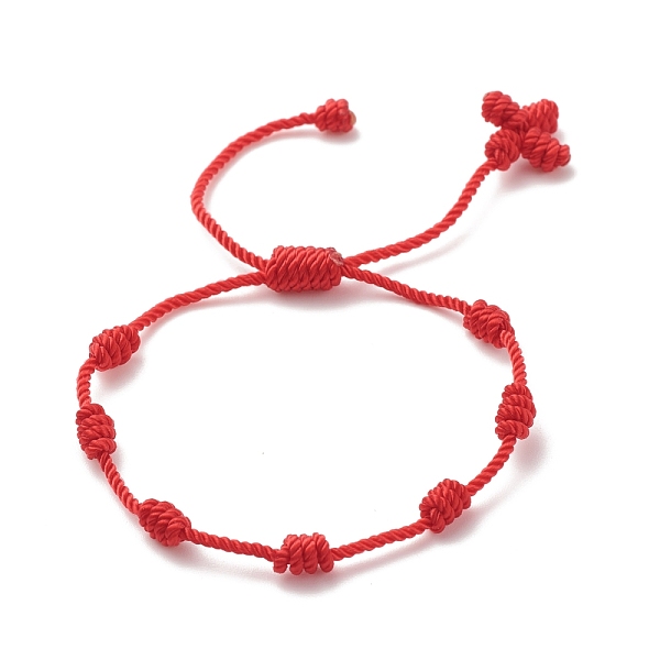 

PandaHall Nylon Braided Knot Cord Bracelet, Lucky Adjustable Bracelet for Kids, Red, Inner Diameter: 1-5/8~2-3/4 inch(4~6.8cm) Nylon Red