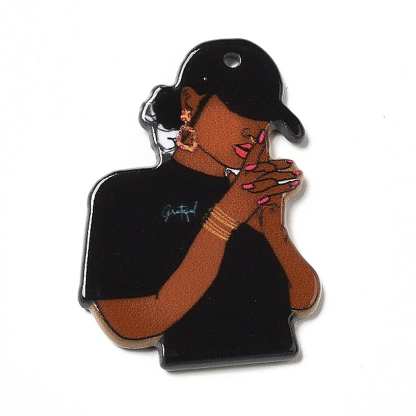

PandaHall Acrylic Pendants, Girl Charms, Black, 38x27.5x2.3mm, Hole: 1.8mm Acrylic Human Black