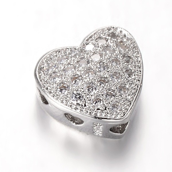 

PandaHall Heart Brass Micro Pave Cubic Zirconia Multi-Strand Links, Mixed Color, 9x9.5x4.5mm, Hole: 2mm Brass+Cubic Zirconia Heart Clear