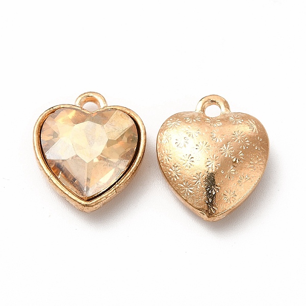 

PandaHall Faceted Glass Rhinestone Pendants, with Golden Tone Zinc Alloy Findings, Heart Charms, PeachPuff, 16.5x14x6.5mm, Hole: 1.6mm..., Brown