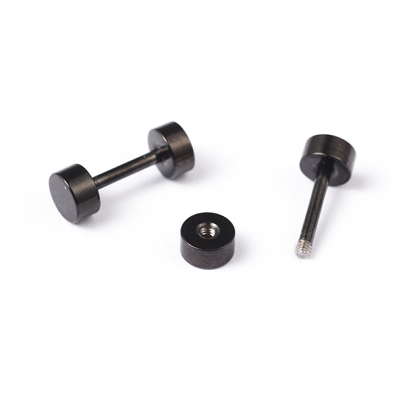 

PandaHall Flat Round 304 Stainless Steel Barbell Cartilage Earrings, Screw Back Earrings, Hypoallergenic Earrings, Gunmetal, 10x4mm, Pin...