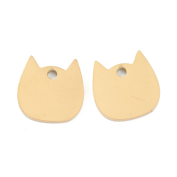 PandaHall 304 Stainless Steel Laser Cut Pendants, Stamping Blank Tag, Cat Head, Golden, 11.5x11.5x1.5mm, Hole: 1.6mm 304 Stainless Steel Cat...