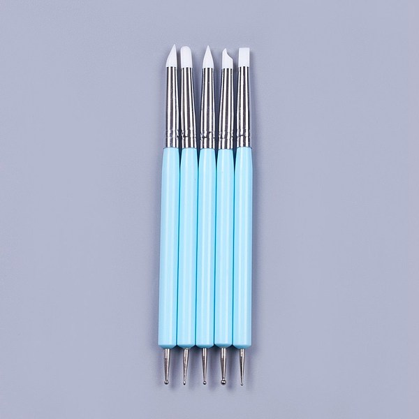 

PandaHall Silicone Double Head Nail Art Dotting Tools, Nail Brush Pens, Painting Drawing Line Brushes, with Brass Tube and Acrylic Finding..., Blue