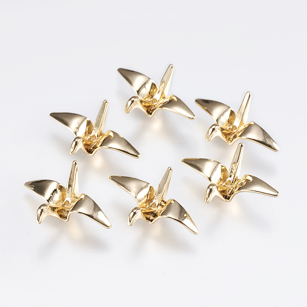 

PandaHall Brass Beads, Paper Crane, Real 18K Gold Plated, 16x23x9mm, Hole: 1mm Brass Others