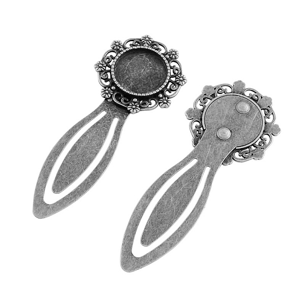 

PandaHall Tibetan Style Bookmark Cabochon Settings, Cadmium Free & Lead Free, Antique Silver, Tray: 18mm, 79x30x4mm Alloy