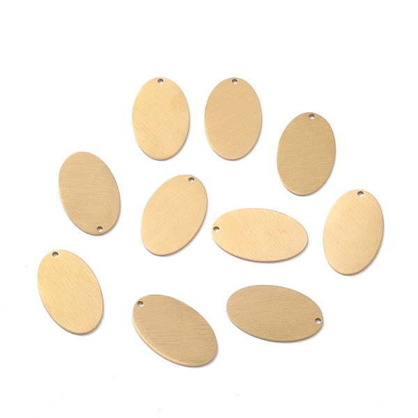 

PandaHall Ion Plating(IP) 304 Stainless Steel Pendants, Double Side Drawbench, Stamping Blank Tag, Oval, Golden, 24.5x15x1mm, Hole: 1.2mm...