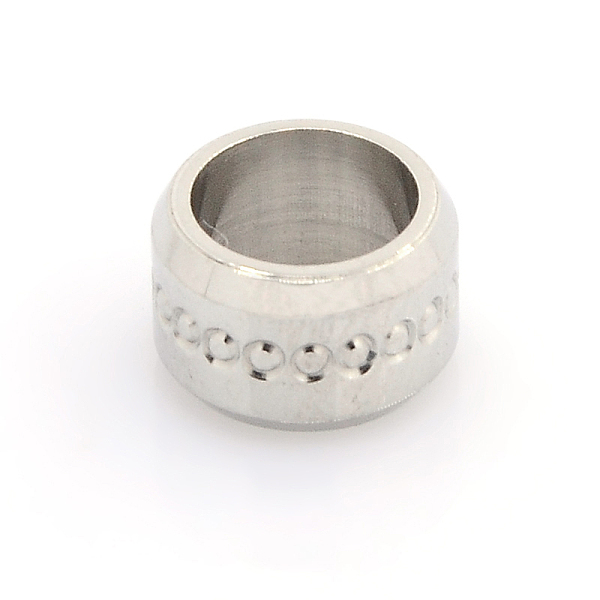 

PandaHall 304 Stainless Steel Column Carved Circle Large Hole Beads, Stainless Steel Color, 11x7mm, Hole: 8mm 304 Stainless Steel Column