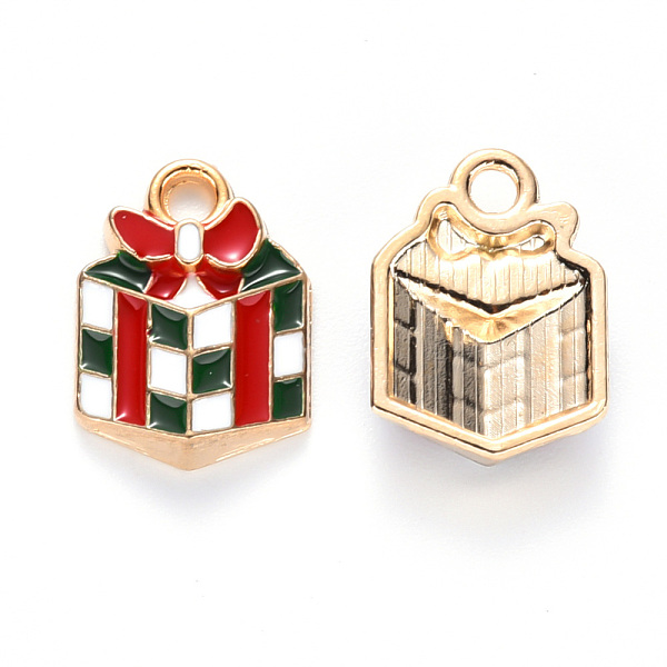 

PandaHall Alloy Enamel Charms, for Christmas, Christmas Gift, Light Gold, Colorful, 14x10x3mm, Hole: 2mm Alloy+Enamel Others