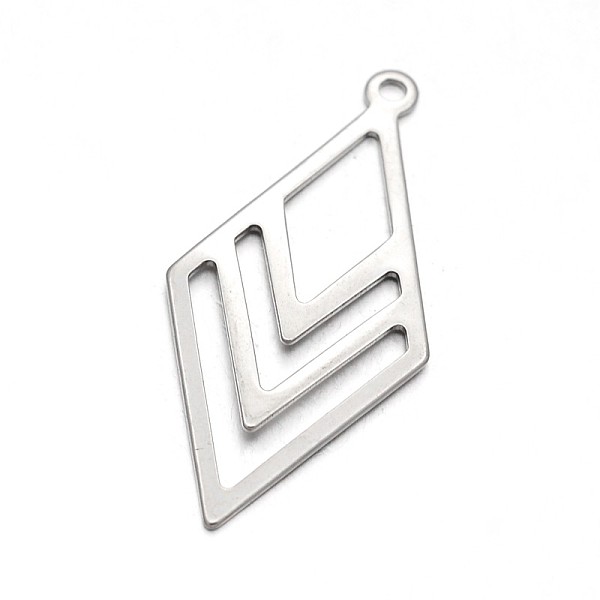

PandaHall Rhombus 201 Stainless Steel Pendants, Stainless Steel Color, 40x19x1mm, Hole: 2mm 201 Stainless Steel Rhombus