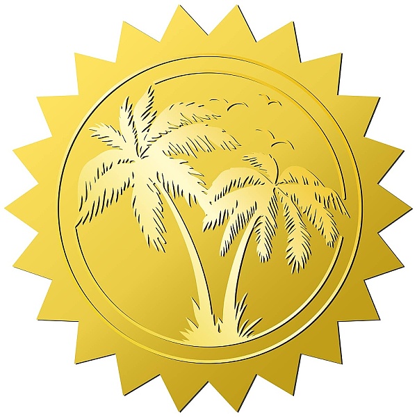 

PandaHall CRASPIRE 408Pcs Palm Tree Gold Foil Embossed Stickers 2" Self Adhesive Envelopes Seals Round Labels for Wedding Invitation...