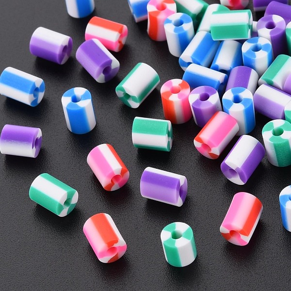 

PandaHall Fixed Mixed 4 Style Handmade Polymer Clay Beads, Column, Mixed Color, 5x3.5~7mm, Hole: 1.8mm Polymer Clay Column Multicolor