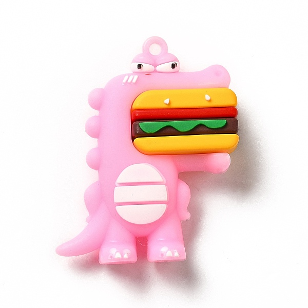 

PandaHall Dinosaur with Hamburger Shape PVC Pendants, Pink, 52x42x16.5mm, Hole: 3mm PVC Dinosaur Pink