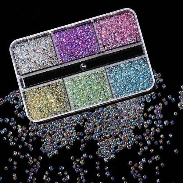 

PandaHall 3D Nail Art Glass Mini Ball Beads, DIY Nails Art Round Decorations, Round, Mixed Color, 2~3.5mm Glass Round Multicolor