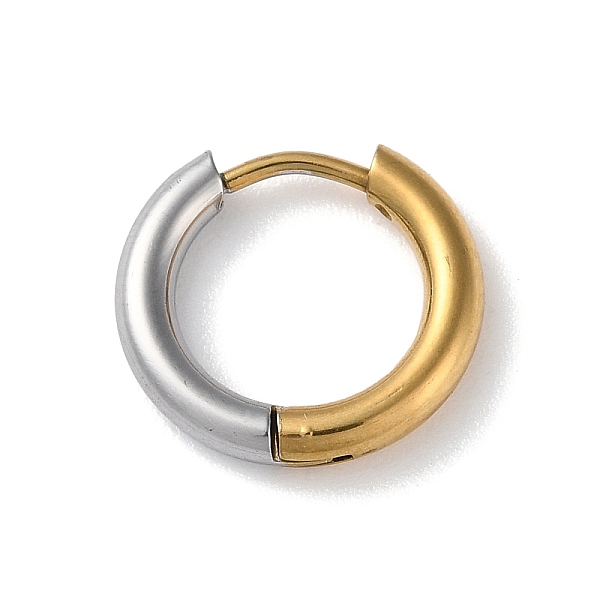 

PandaHall Two Tone 304 Stainless Steel Huggie Hoop Earrings, Golden & Stainless Steel Color, 14x15x2.5mm 304 Stainless Steel Ring