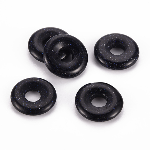 

PandaHall Synthetic Blue Goldstone Pendants, Donut/Pi Disc, 18x4.5~5.5mm, Hole: 5.5mm Blue Goldstone Donut