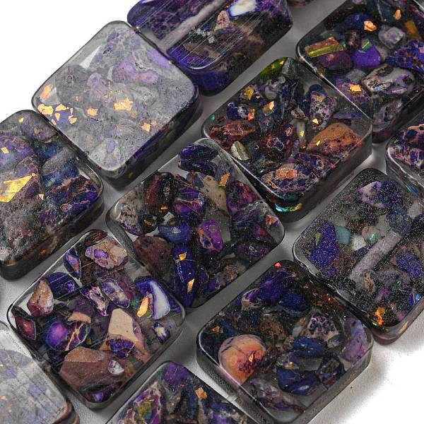 

PandaHall Dyed Natural Imperial Jasper with Resin Beads Strands, Square, Dark Violet, 16x16x6mm, Hole: 1.6mm, about 11pcs/strand, 6.97 inch...