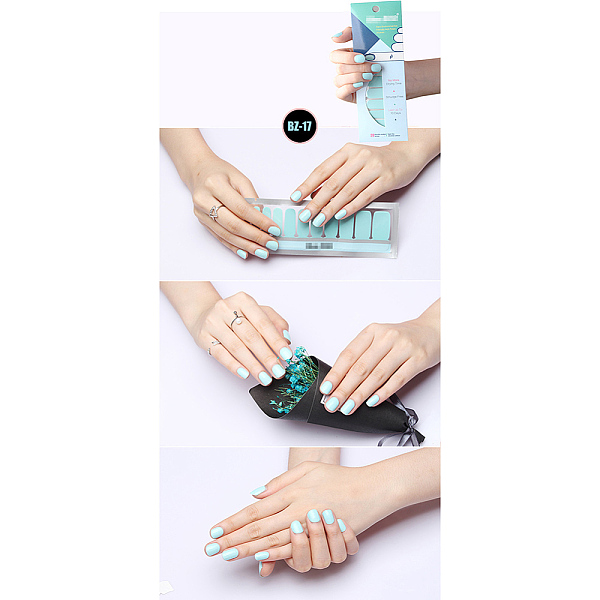 

PandaHall Glitter Solid Color Nail Polish Strips Stickers, with Nail File and Alcohol Pad, for Women Girls DIY Nail Art, Pale Turquoise..., Cyan