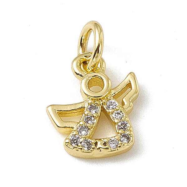

PandaHall Brass Micro Pave Cubic Zirconia Charms, with Jump Rings, Angel Charm, Real 18K Gold Plated, 10x8x2mm, Hole: 2.7mm Brass+Cubic..., Clear