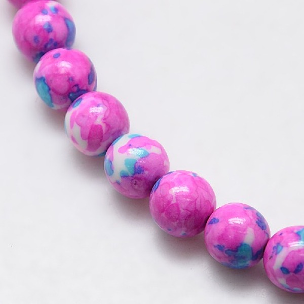 

PandaHall Synthetic Ocean White Jade Beads Strands, Dyed, Round, Hot Pink, 6mm, Hole: 1mm, about 66pcs/strand, 15.74 inch Ocean White Jade...