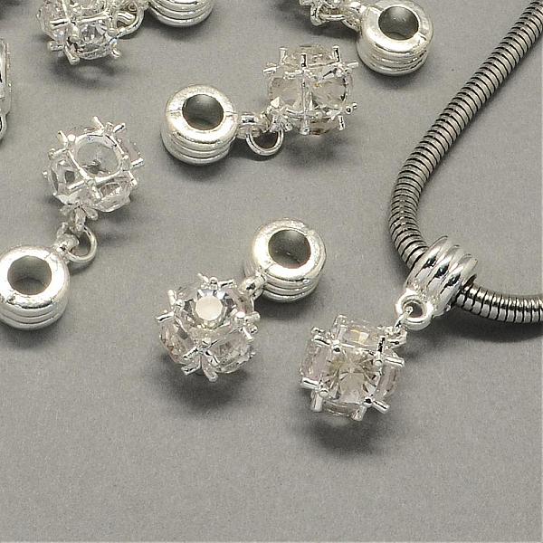 

PandaHall Alloy European Dangle Charms, with Rhinestones, Large Hole Pendants, Round, Silver Color Plated, Crystal, 28mm, Hole: 5mm...