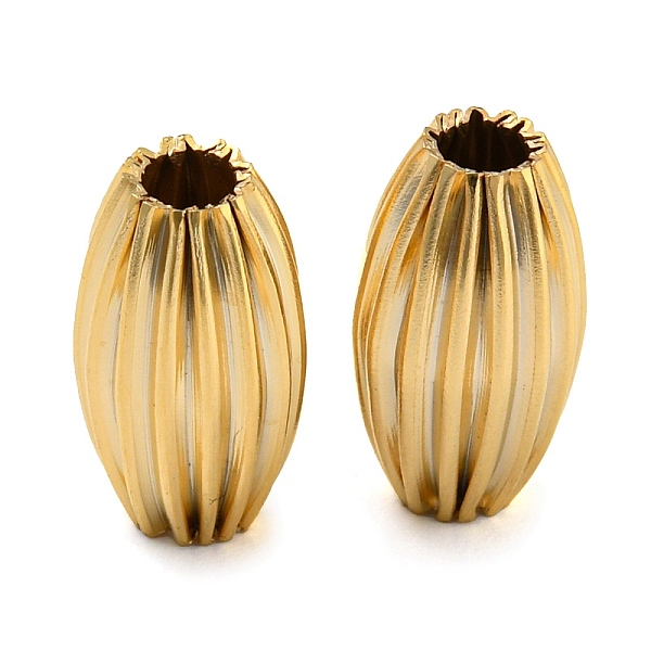 

PandaHall Rack Plating Eco-friendly Brass Beads, Cadmium Free & Lead Free, Corrugated Oval, Real 24K Gold Plated, 12x6.5mm, Hole: 2.5mm...