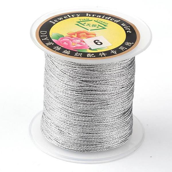 

PandaHall Round Metallic Thread, Embroidery Thread, 3-Ply, Gainsboro, 0.4mm, about 164.04 yards(150m)/roll Fibre Gray