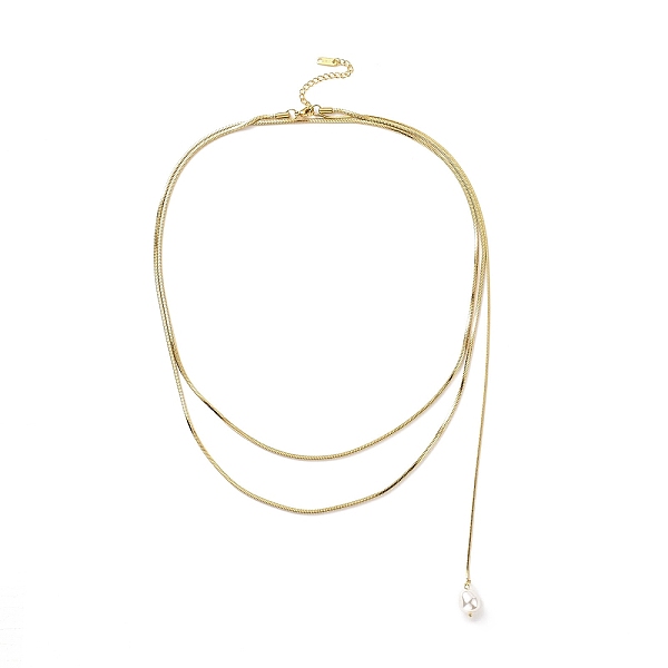 

PandaHall 304 Stainless Steel Round Snake Chain Necklace with Acrylic Pearl Tassel Charm for Women, Golden, 44.09 inch(112cm) 304 Stainless...