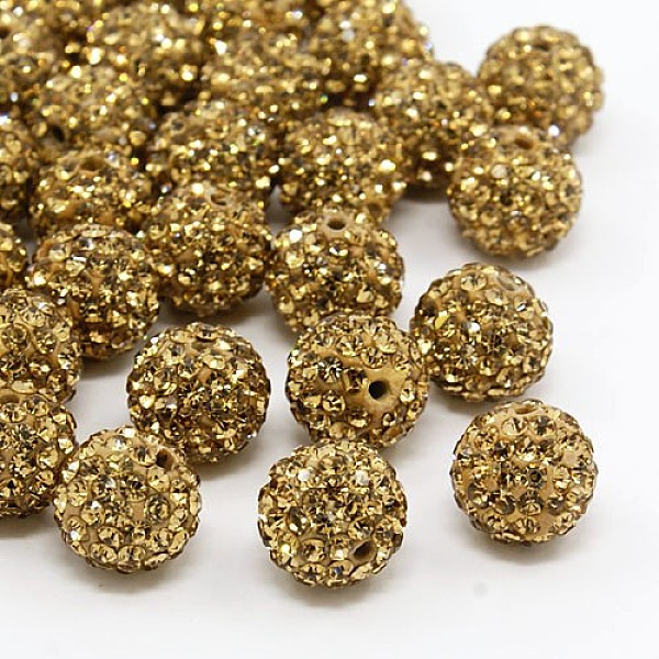 

PandaHall Pave Disco Ball Beads, Polymer Clay Rhinestone Beads, Grade A, Lt.Col.Topaz, PP15(2.1~2.2mm), 14mm, Hole: 2mm Polymer Clay+Glass..., Yellow