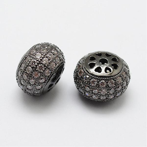 

PandaHall Brass Micro Pave Cubic Zirconia Beads, Flat Round, Lead Free & Nickel Free, Gunmetal, 12x9mm, Hole: 2mm Brass+Cubic Zirconia Flat...
