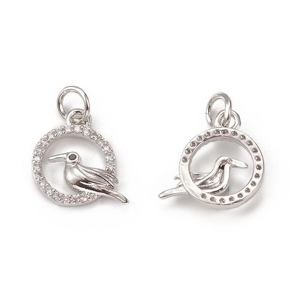 

PandaHall Brass Micro Pave Cubic Zirconia Bird Charms, with Jump Ring, Ring & Toucan Charm, Platinum, 13x12x2mm, Hole: 3mm Brass+Cubic..., Clear
