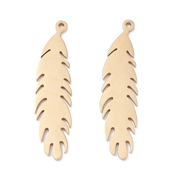 

PandaHall Ion Plating(IP) 316 Surgical Stainless Steel Pendants, Feather, Real 24K Gold Plated, 35x8.5x1mm, Hole: 1.2mm 316 Surgical...