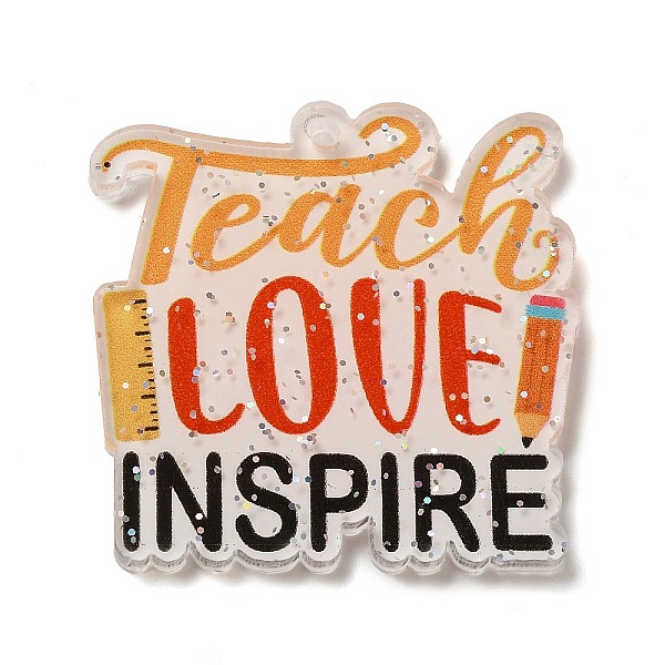 

PandaHall Teachers's Day Acrylic Pendants, Word, 33.5x34x2.5mm, Hole: 1.6mm Acrylic Word