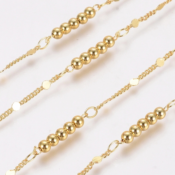 

PandaHall 3.28 Feet Brass Handmade Beaded Chains, Bar Link Chains, Long-Lasting Plated, Soldered, Round, Golden, 1.5x1.2x0.3mm, 5.5x2x0.2mm...