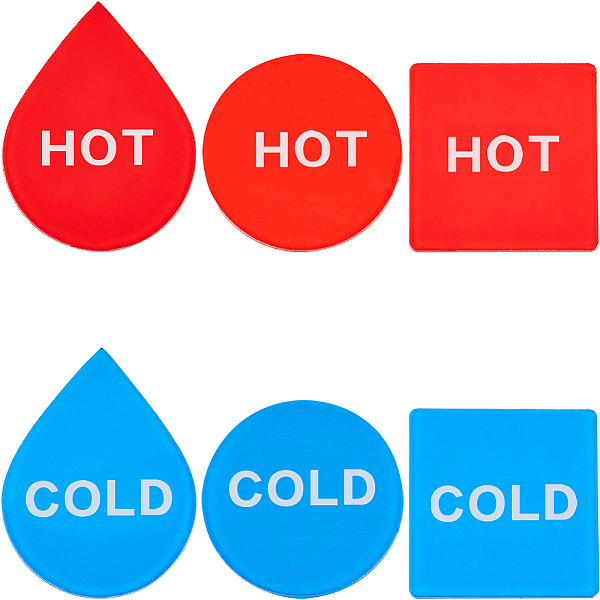 

PandaHall CRASPIRE 12Pcs 6 Styles Acrylic Public Signs, Hot & Cold Water Marking for Faucet, Teardrop & Flat Round & Square, Mixed Color..., Multicolor