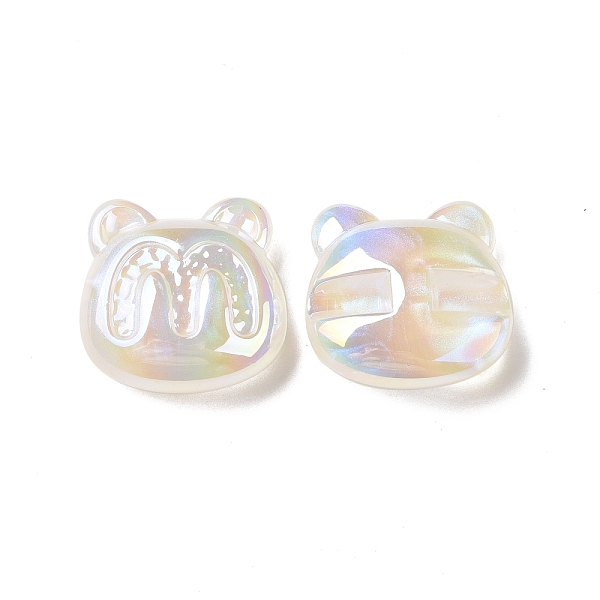 

PandaHall Opaque Acrylic Beads, AB Color Plated, Bear with Letter M Pattern, White, 32x32.5x13mm, Hole: 3mm Acrylic Bear White