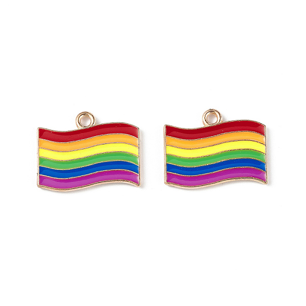 

PandaHall Rainbow Color Flag Alloy Enamel Pendants, Light Gold, Colorful, 20x15.5x1.5mm, Hole: 2mm Alloy+Enamel Flag