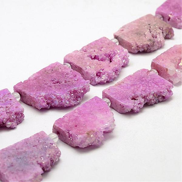 

PandaHall Electroplated Natural Druzy Crystal Beads Strands, Flat Slab Beads, Nuggets, Dyed, Rainbow Plated, 35~37x23~42x8~9mm, Hole...