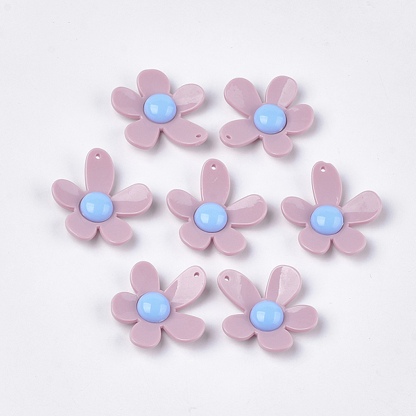 

PandaHall Resin Pendants, Flower, Flamingo, 49x46x9.5mm, Hole: 1.5mm Resin Flower Pink